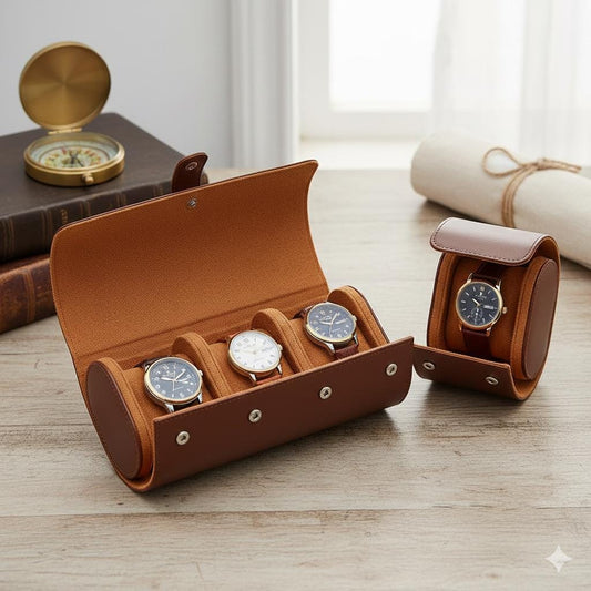 Personalized Leather Watch Case  Hand-Stitched Travel Watch Box