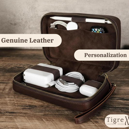 Leather Tech Organizer – Personalized