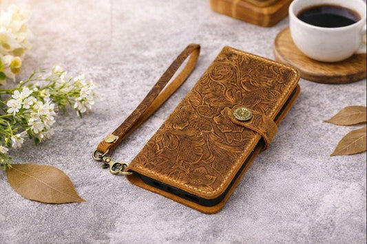 Floral Leather iPhone Wallet Case